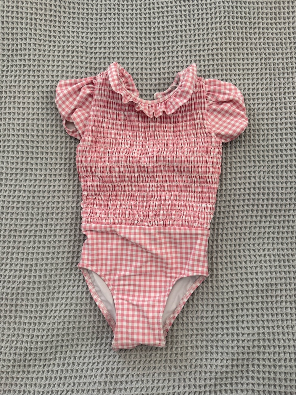 Minnow Swim- Toddler Girls Pink Gingham One-Piece Swimsuit